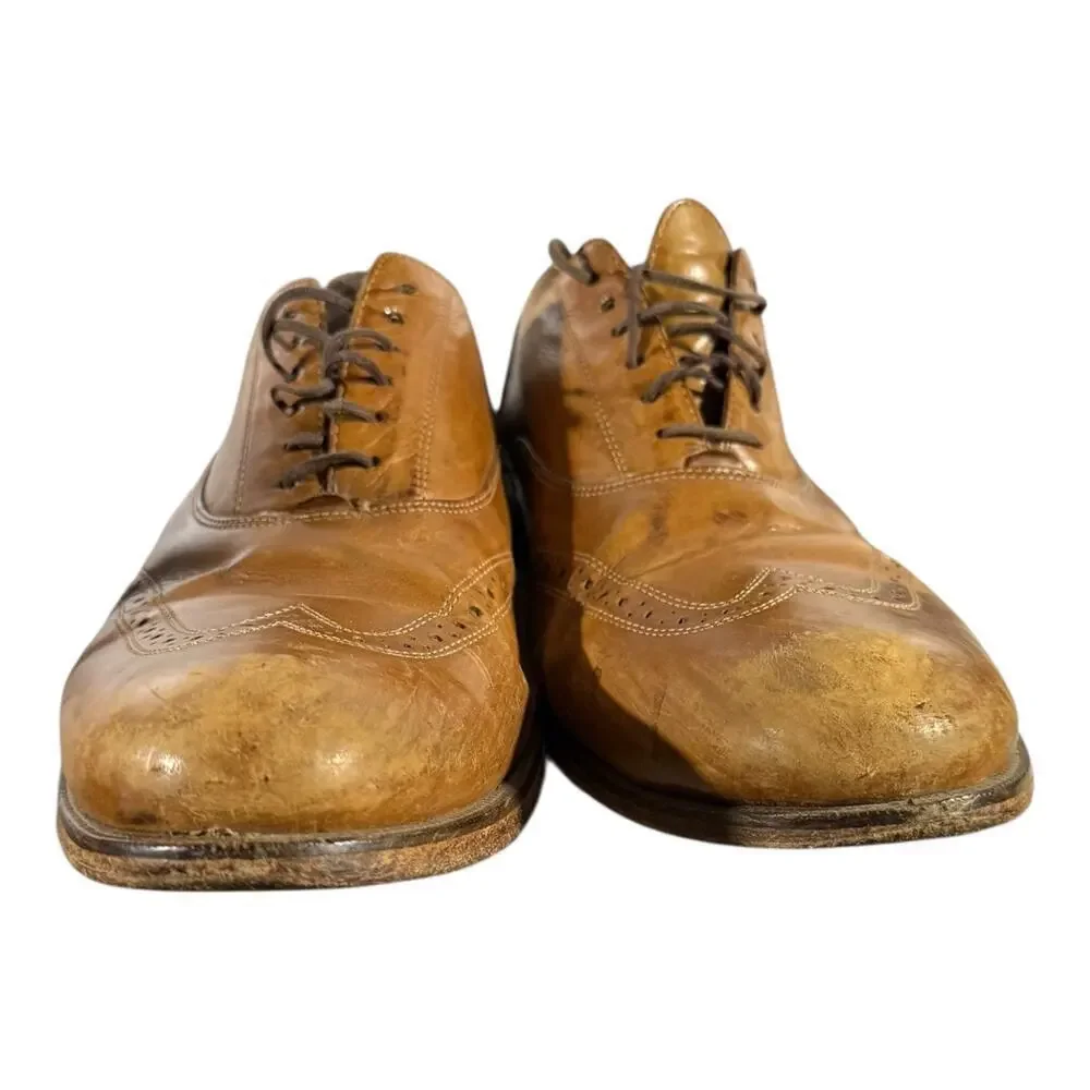 Cole Haan Leather Wingtip Oxford Brogue Dress Shoes Tan Brown Men’s 10.5M